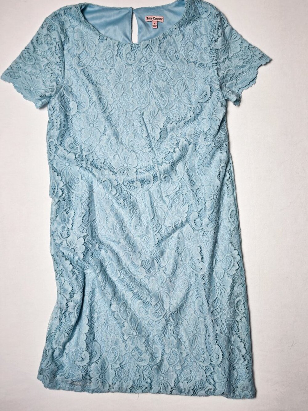Small Juicy Couture Blue Floral Lace Shift Dress Turquoise